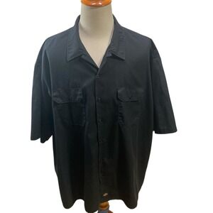 Dickies Mens Black Short Sleeve Button Up Work Shirt 5XL Cotton Blend Work shirt